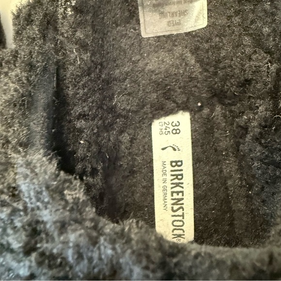 Birkenstock Arizona Big Buckle Shearling Slide Sandals Black Size 7 NIB - Picture 4 of 5